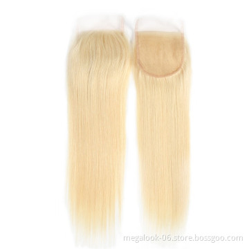 Megalook Hair Discounts 22 Inch Peruvian Three Part Virgin Cuticle Aligned Straight Human Hair 613 Color Lace Closure